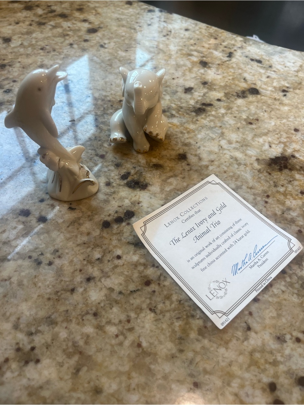 Vintage Lenox 24K Porcelain Elephant and Dolphin Figurines - Picture 15 of 15